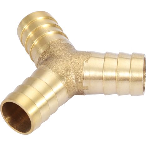 Raccord de tuyau en Y à 3 voies en laiton avec embout cannelé, pour air, eau et gaz (diamètre extérieur 16 mm, 1 pièce) (1/5)