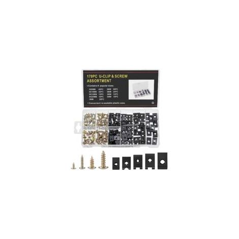 170 pièces de clips de fixation pour voiture – 85 vis cruciformes – Clips en acier à ressort – Adaptés pour garde-boue et pare-chocs-Crezuo