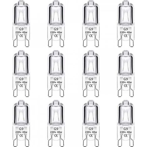 Lot de 12 Ampoule Halogène G9 40W 230V Dimmable 0-100%, 480LM, Blanc Chaud 2700K, G9 Bi-Pin Base Halogène Lampe, Sans Scintillement, pour Four, Lustres, Lampes de Paysage, Éclairage d'armoire (1/5)
