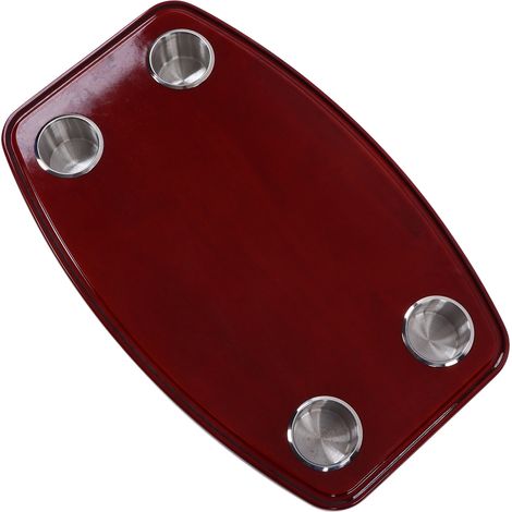 Tablette Piano Chêne Verni 600x380x30mm avec 4 Porte-Gobelets pour Bateau, Caravane, Camping-Car (1/5)