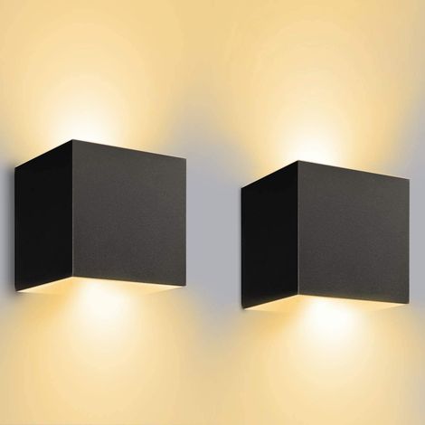 MINKUROW 12w Led Applique Da Parete Per Interni/Esterni 2 Pezzi Applique Da Parete Per Esterni 3000k Bianco Caldo Nero Led Applique Da Parete Con Angolo Del Fascio Regolabile Illuminazione Esterna Ip6 (1/5)