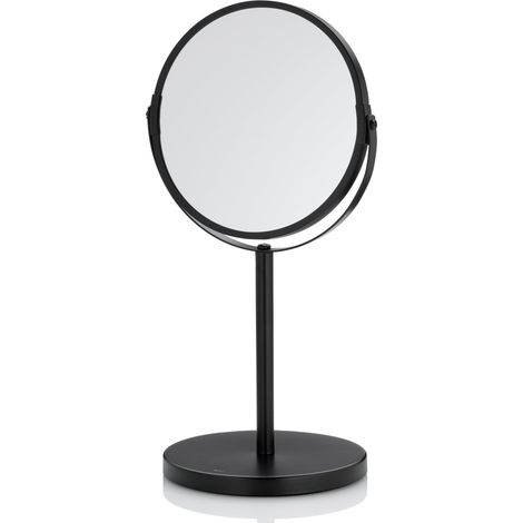 Miroir de courtoisie Noir avec grossissement 16 cm, 1-/3-fach, Miroir sur Pied, métal, Miroir cosmétique, Miroir de Rasage Rond (1/5)