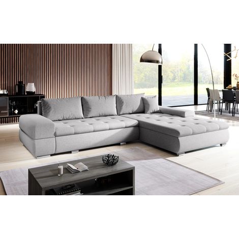 AX LIVING Couch Sofa L Form Sivaso Hellgrau 310 cm mit Schlaffunktion