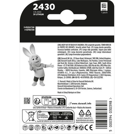 Duracell Knopfzelle CR2430 3 V 1 St. 285 mAh Lithium CR 2430