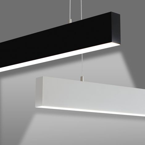 ZMH Suspension LED Table à manger Lampe à suspension à intensité variable - 32W noir Lampe de table à manger suspendue 107CM Réglable en hauteur avec télécommande Design moderne linéaire (1/5)