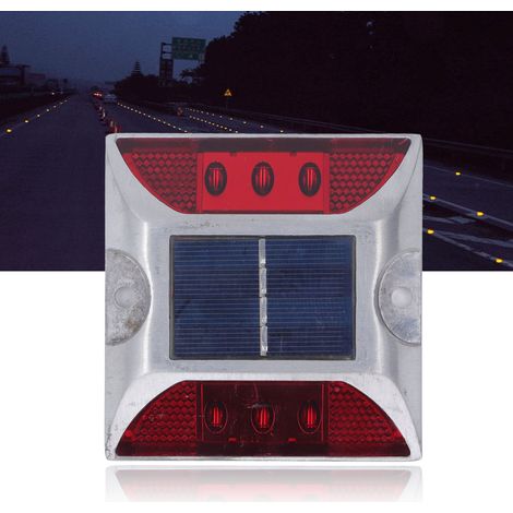 Bornes lumineuses solaires pour routes, lampadaires souterrains en aluminium moulé pour autoroutes, lumière rouge (1/5)