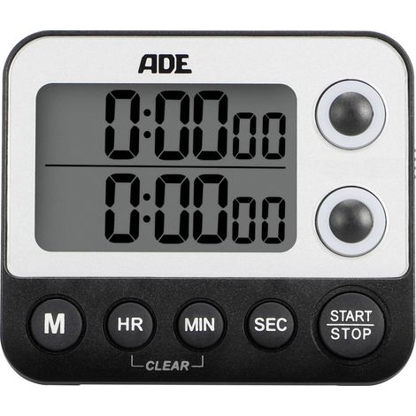 Timer elettronico da cucina ADE, 2 misurazioni, fino a 99 ore, 9×2×8 cm, nero (1/2)