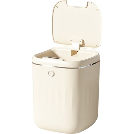 Poubelle automatique 20L sans contact, à capteur, facile à nettoyer, en polypropylène étanche, pour cuisine et salle de bain, couleur crème, fonctionne sur piles. (1/5)