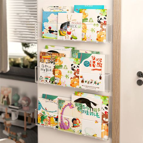Étagère Flottante Acrylique, Étagère Rangement Murale, Petite Étagère Flottante en Acrylique Etagere Murale Étagère de Douche Tablette Transparent Livres Étagère - 3 Pièces (1/5)