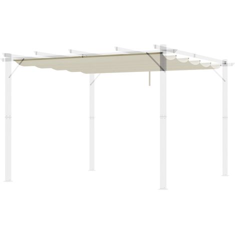 Toldo Retráctil 2.5x2.55m Repuesto para Pérgola 3x3 Tela Crema 10 Orificios Drenaje (1/5)