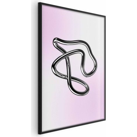 Póster - Intrincaciones plateadas - una figura metálica fluida sobre un fondo degradado (1/4)