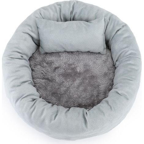 Haustierbett – Rundes Baumwollkissen – Durchmesser 30 cm, Höhe 15 cm – Grau – 1 Stück (1/5)