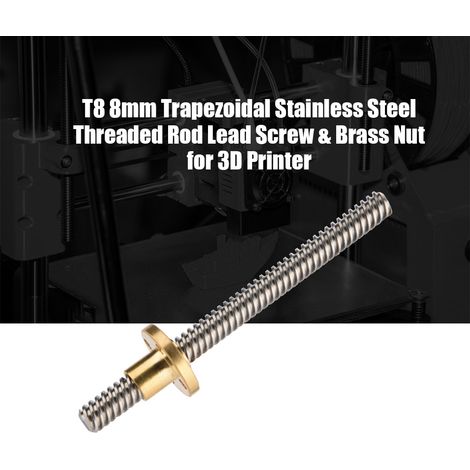 Tige filetée trapézoïdale T8 en acier inoxydable 8mm avec écrou en laiton pour imprimante 3D - 100mm