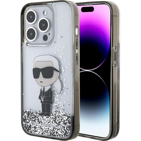 Karl Lagerfeld KLHCP15LLKKNSK iPhone 15 Pro 6.1" custodia rigida trasparente Liquid Glitter Ikonik (1/5)