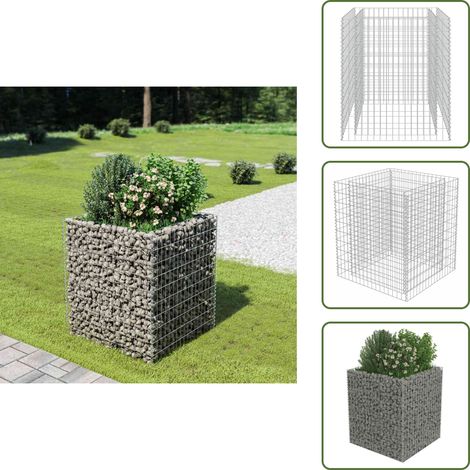 Lit surélevé à gabion Acier galvanisé 90x90x100 cm - Jardiniere Surélevée - Gabion Fleur - Bac Plante Extérieur - Border Fleuri - Décoration Jardin (1/5)