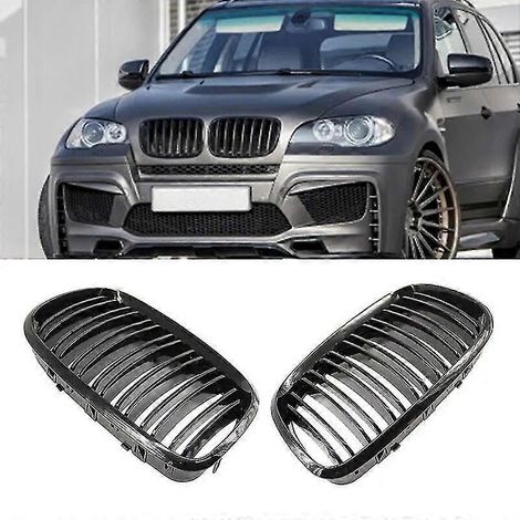 Frontstoßstangen-Lufteinlassgitter (Nieren) in Hochglanzschwarz für BMW E70 E71 X5 X6 (2007–2013) – Hochglanzschwarz, 2-reihig (1/5)