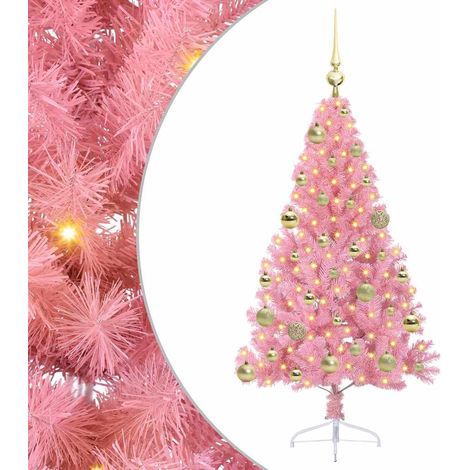 vidaXL Künstlicher Weihnachtsbaum -  Künstlicher vorbeleuchteter Weihnachtsbaum Rosa 120 cm PVC