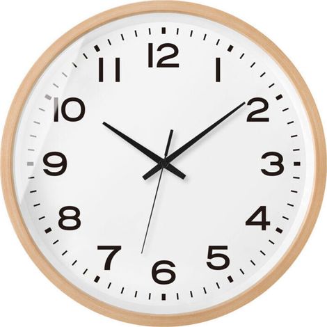 Horloge murale ronde 8 pouces en bois clair – Cadran blanc avec chiffres arabes – Silencieuse sans tic-tac – Pour salon et chambre (1/5)