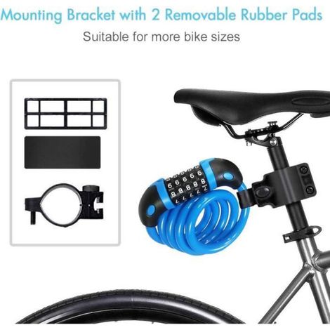 Cadenas de Vélo, Long 120cm x 12mm,Cable Antivol pour Vélo Scooter Motos Portail Vélo avec 5 Chiffres Intelligente Code,bleu (1/4)