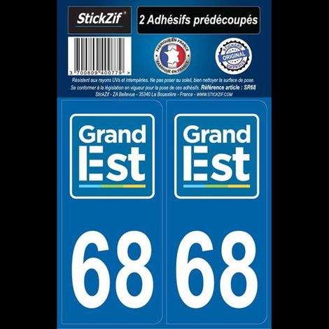 ADHESIFS REGION DEPARTEMENT 68 GRAND EST X2