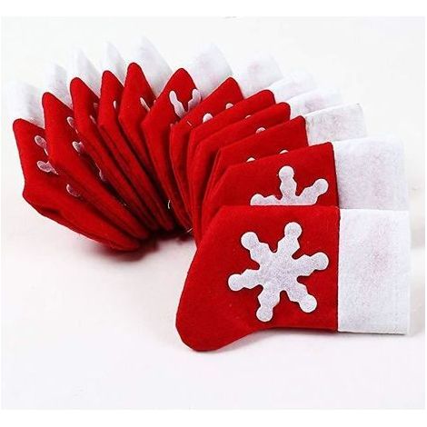 12 Christmas Stockings for Cutlery and Napkins - Festive Fireplace Decor (1/4)