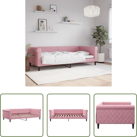 Canapé-lit - Lit de repos rose 100x200 cm velours (1/5)