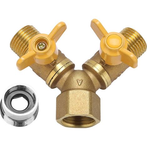 G1/2-Arm, Zweiwege-Wasserhahnadapter für Gartenbewässerung, 2-fach Schlauchanschluss, Außenwasserhahnanschluss (1/5)