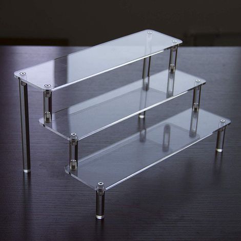 Présentoir acrylique transparent 3 niveaux support escalier pour figurines cosmétiques vernis