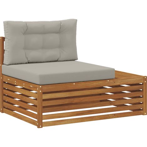 Outdoor End sofa with Cushion 3 Piece Natural and Light Grey vidaXL