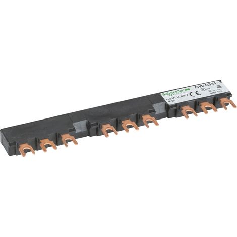 Jeu de barre tripolaire - 63 A - 3 dérivations - pas 54 mm - GV2G354