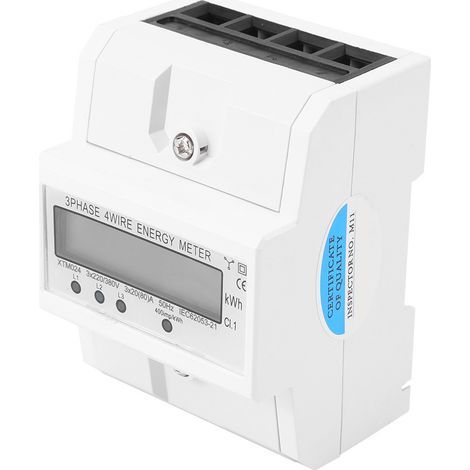 Dreiphasiger, 4-adriger, elektronischer 80-A-Energiezähler zur DIN-Schienenmontage mit digitalem LCD-Display (1/5)