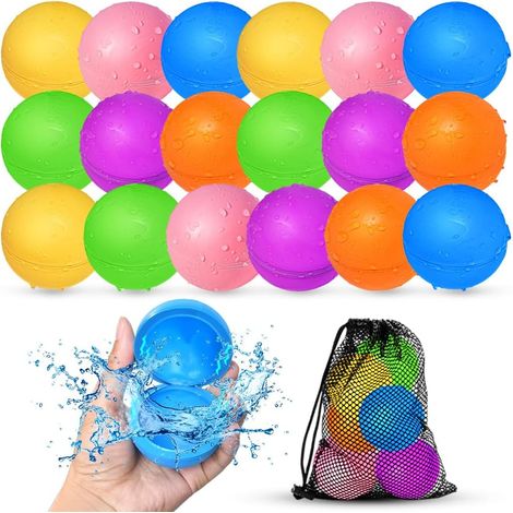 18Pcs Reusable Water Balloons for Kids, Summer Water Toys for Boys and Girls, Pool and Beach Toys for Summer Party (1/5)