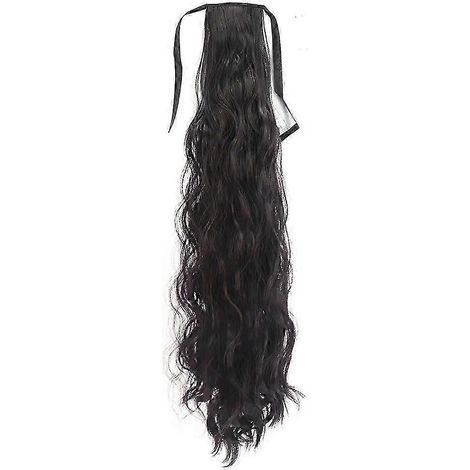 Perruques pour femmes, queue de cheval, cheveux longs et bouclés naturels, fausse queue de cheval, tresses, cheveux synthétiques (bandage brun-noir) (1/5)