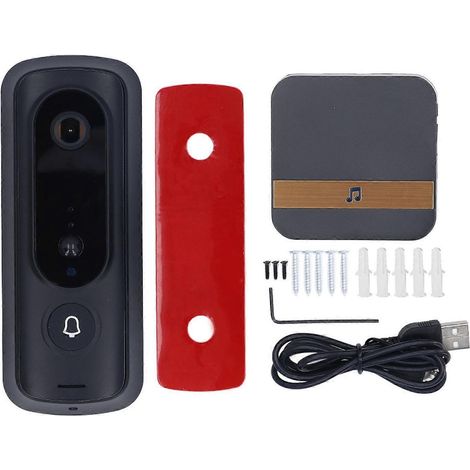 Türklingelkamera mit 2,4-GHz-WLAN, 1080p-HD-Auflösung, Nachtsicht, KI-Personenerkennung, Gegensprechfunktion und kabelloser Türklingel