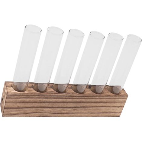 Station de propagation en verre pour plantes, terrarium de table avec support en bois, mini tubes à essai, décoration intérieure, 6 tubes (1/5)