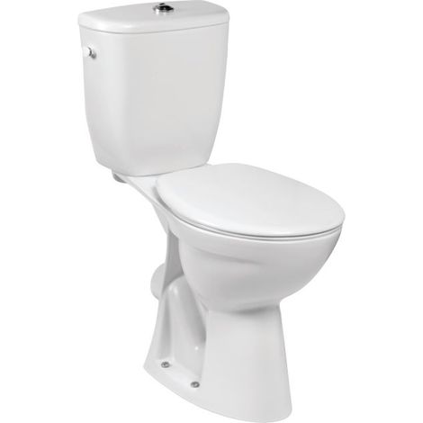 Jacob Delafon – Pack WC surélevé 68,5 x 35,5 cm – Sortie horizontale – Hauteur 45,5 cm conforme PMR – Abattant polypropylène avec charnières métal (1/2)