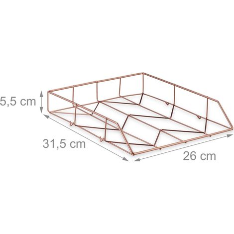 Set di 2 pratici portariviste da ufficio 30 x 20 x 15 cm in metallo oro rosa 130013606