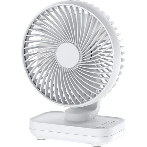Ventilateur de bureau blanc silencieux, batterie rechargeable USB 4000 mAh, portable, 4 vitesses, refroidissement puissant, adapté à la maison, au bureau, à la chambre à coucher (1/5)