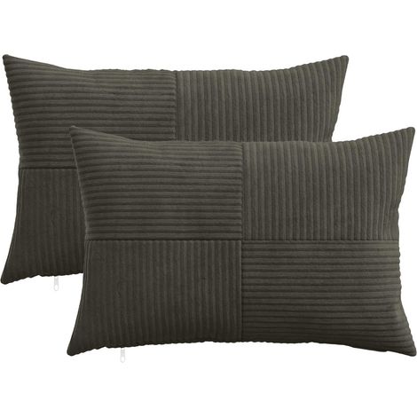 Irovami Lot de 2 housses de coussin, anthracite, velours côtelé, 40x60 cm (1/5)