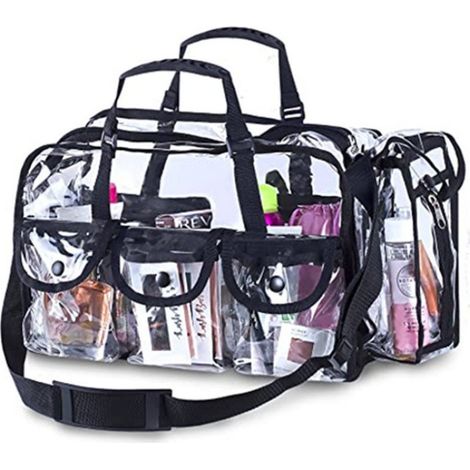 trousse transparent pvc voyage oyage transparente en PVC avec bandoulière, organisateur produits toi (1/5)