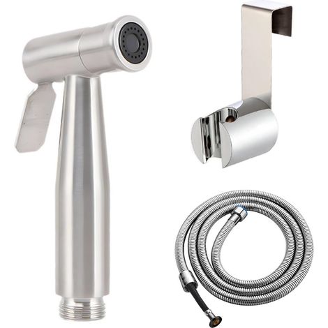 Kit de Bidet de Toilette, Douchette à main pour bidet en acier inoxydable avec tuyau et crochet de 150 cm ou support mural (1/5)