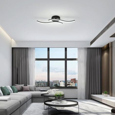 Plafonnier LED, 12W 1300LM Lustre de Plafond Moderne en Acrylique, 6500K Lumière Blanche Froide Luminaire Noir-2-6500k LUSTRE (1/5)