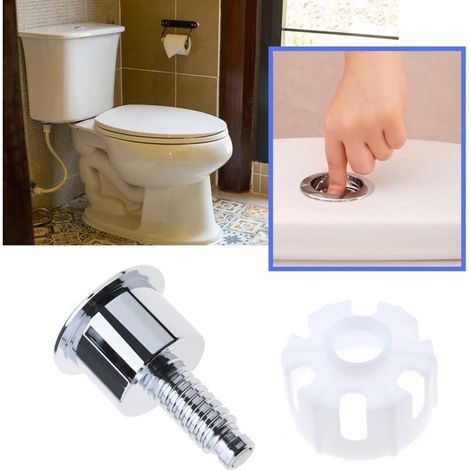 Bouton de Chasse d'eau Double Bouton Poussoir Rond en ABS Chromé Accessoires Remplacement de Toilette pour Salle de Douche Salle de Bain Toilette (1/3)