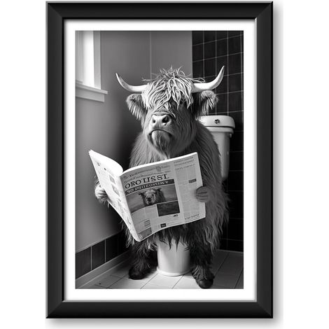 Poster Humoristique pour WC Vache Écossaise Affiche Toilette 30x40cm (1/5)