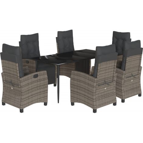 Maison Exclusive - Set da Pranzo da Giardino 7 pz con Cuscini in Polyrattan Grigio (1/5)