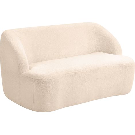 Zweisitzer-Sofa aus Schlingenstoff, 142 cm, geschwungene Rückenlehne und Sitzfläche, beige, keine Montage erforderlich