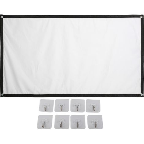 Écran de Projection 100 Pouces HD Anti-Rides Portable avec Crochet pour Maison et Bureau (1/5)