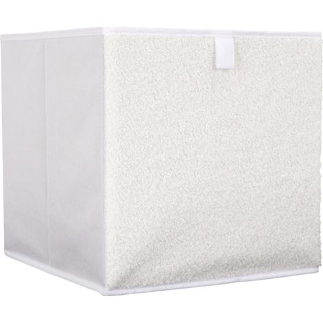 Boîte de Rangement Pliable "Bouclette" 30x30cm Beige (1/4)