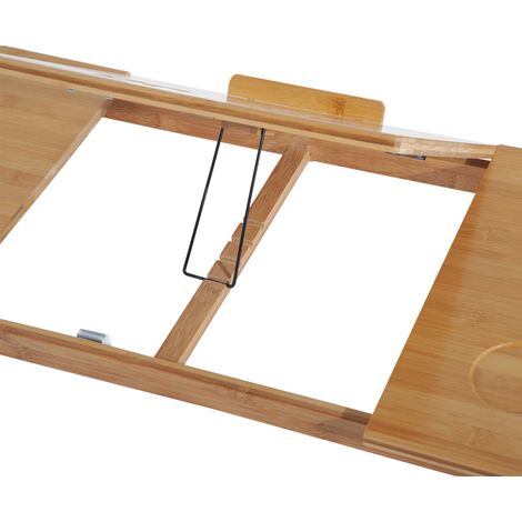 Tablette de chevet inclinable et pliable pour ordinateur portable, avec tiroir, dimensions 72x35x22-30 cm, finition bois. (1/5)