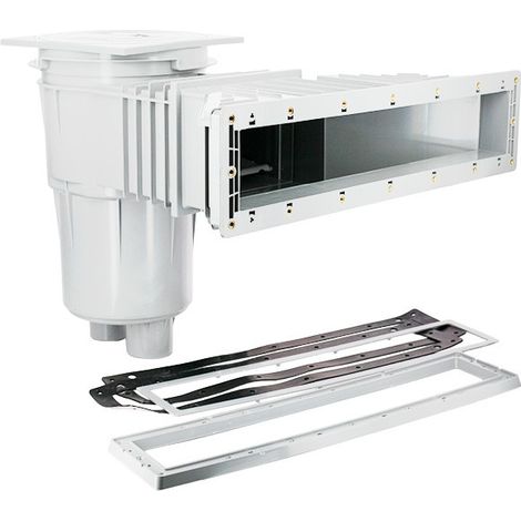 Hayward – Skimmer de piscine miroir gris clair – Grande meurtrière pour rehausser la ligne d'eau – Installation avec régulateur de niveau